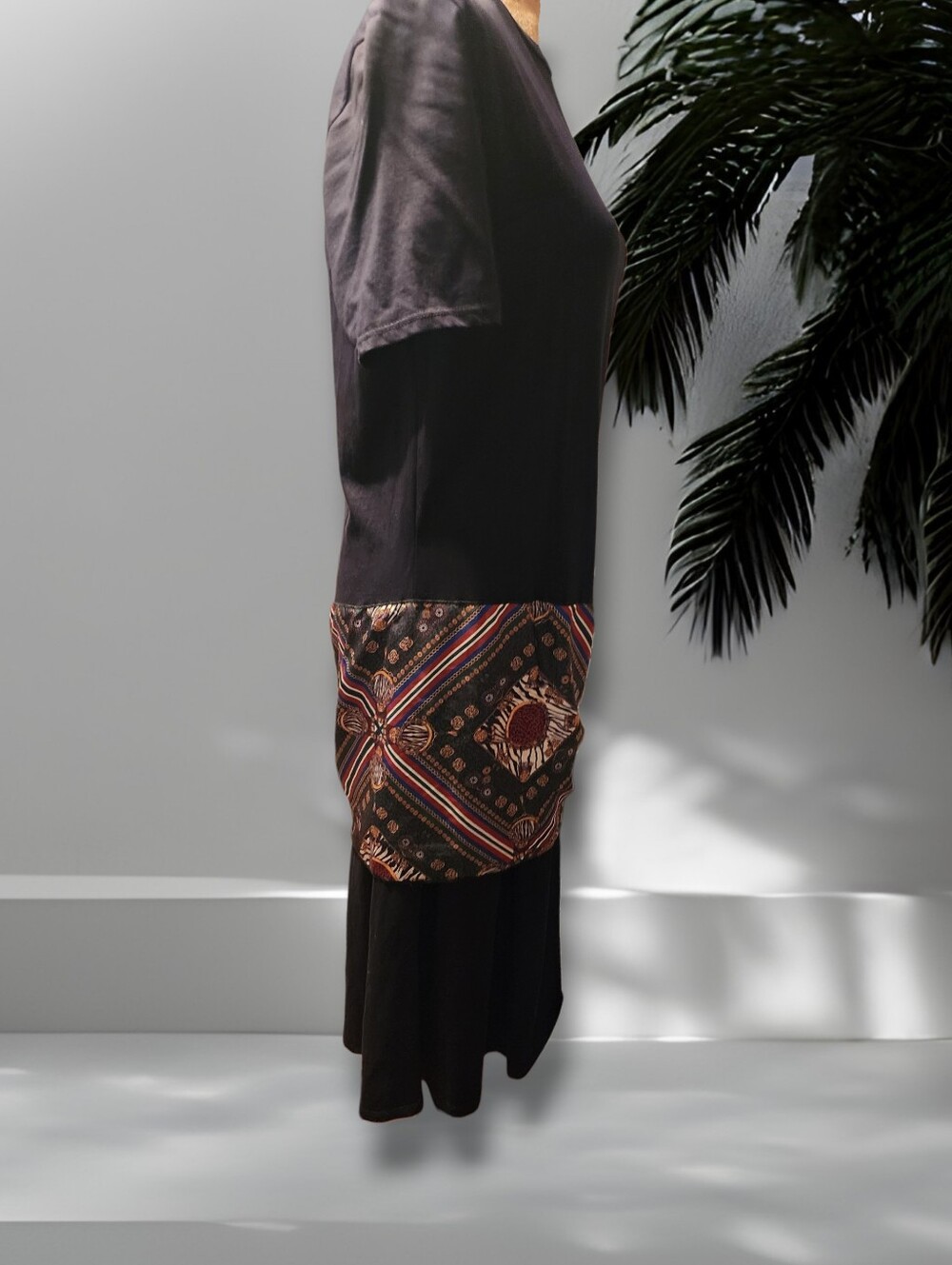Zara T-shirt Dress with A Baroque Print Sash Tie. Size L. NWT - Picture 8 of 12